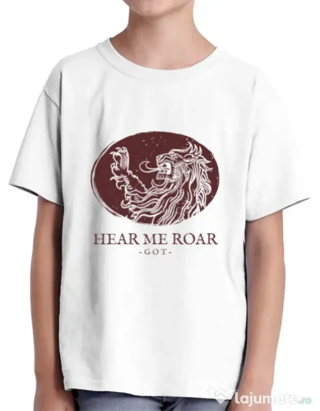 Tricou ADLER copil Hear me roar Alb