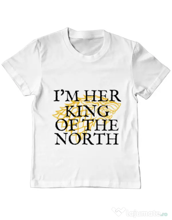 Tricou ADLER copil Her king of the north Alb