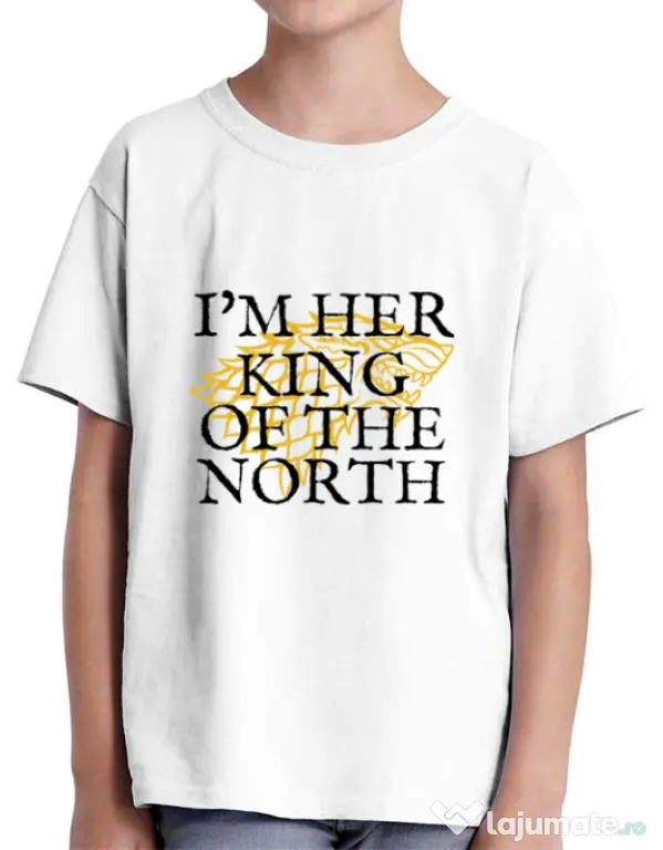 Tricou ADLER copil Her king of the north Alb