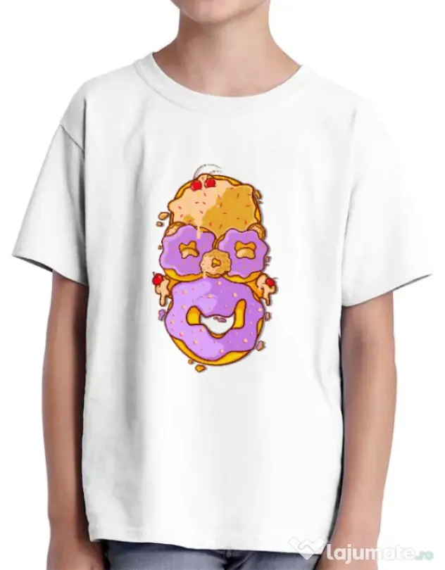 Tricou ADLER copil Homer Donut Alb