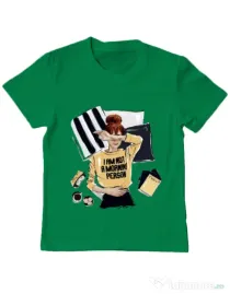 Tricou ADLER copil I am not a morning person Verde mediu