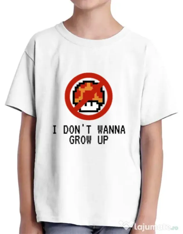 Tricou ADLER copil I dont wanna grow up Alb