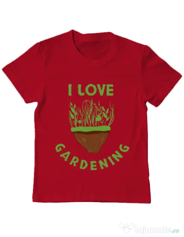 Tricou ADLER copil I love gardening Rosu