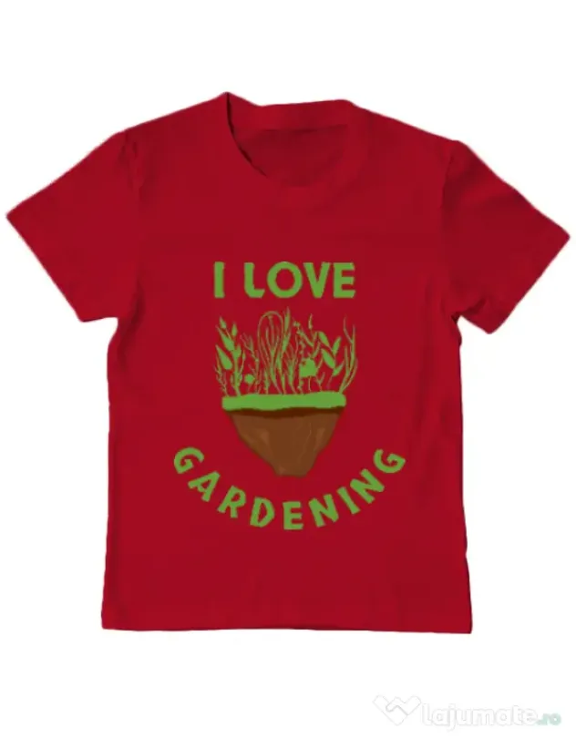 Tricou ADLER copil I love gardening Rosu