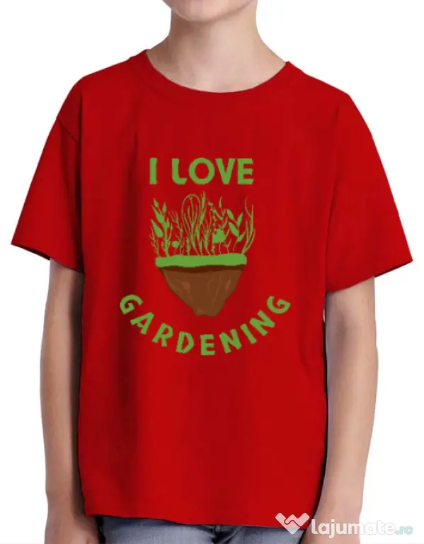 Tricou ADLER copil I love gardening Rosu