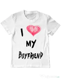 Tricou ADLER copil I love my boyfriend Alb