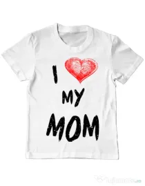 Tricou ADLER copil I love my mom Alb