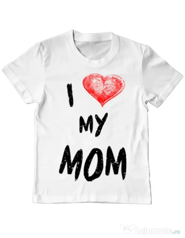 Tricou ADLER copil I love my mom Alb