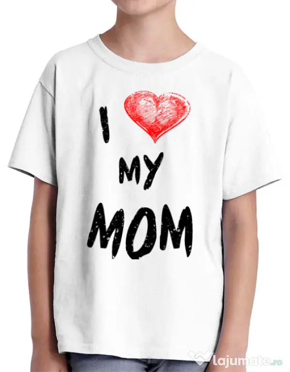 Tricou ADLER copil I love my mom Alb
