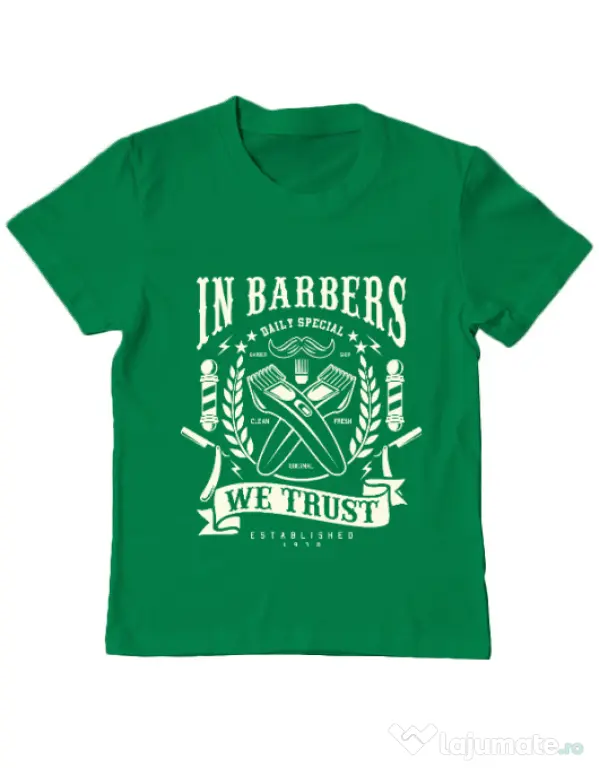 Tricou ADLER copil In Barbers We Trust Verde mediu