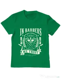 Tricou ADLER copil In Barbers We Trust Verde mediu