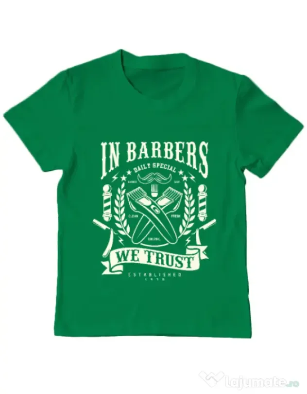 Tricou ADLER copil In Barbers We Trust Verde mediu