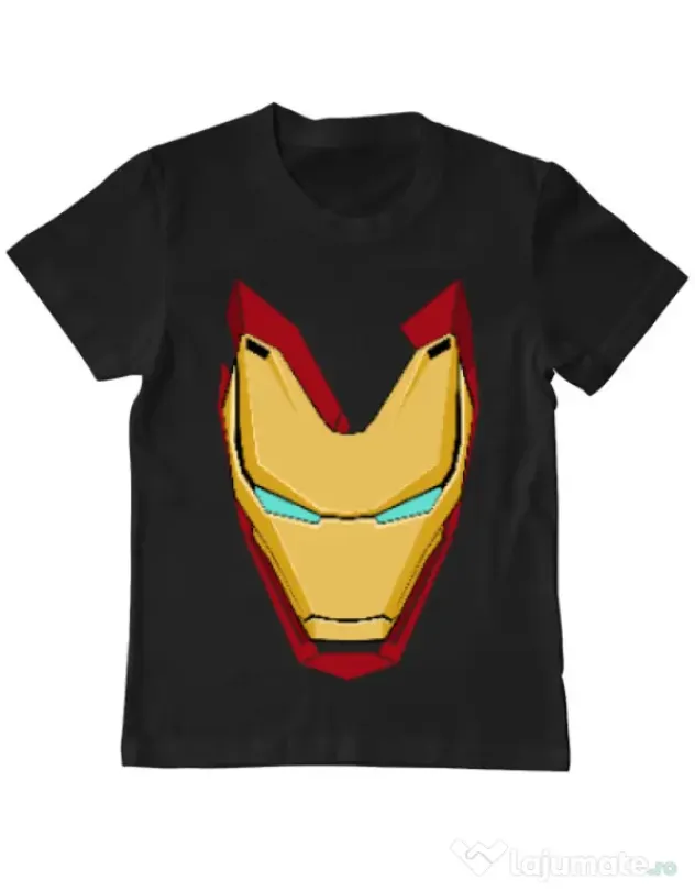 Tricou ADLER copil Iron man mask Negru