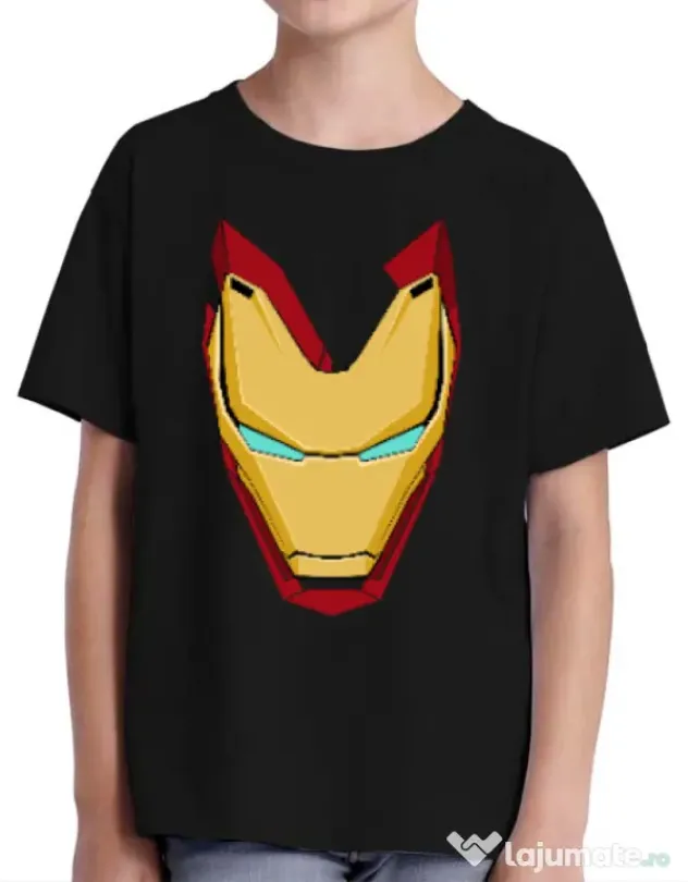 Tricou ADLER copil Iron man mask Negru