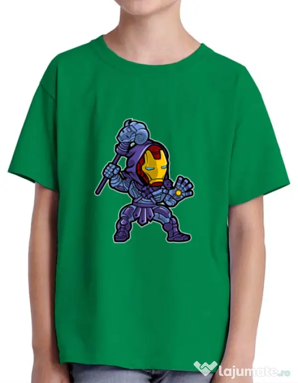 Tricou ADLER copil Iron Skeletor Verde mediu
