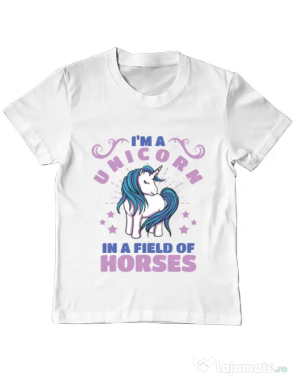 Tricou ADLER copil Just a unicorn Alb