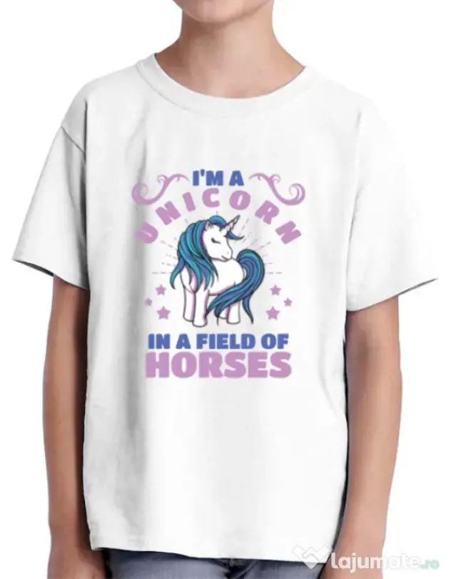 Tricou ADLER copil Just a unicorn Alb