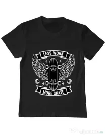 Tricou ADLER copil Less work more skate Negru