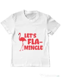 Tricou ADLER copil Let’s flamingle Alb
