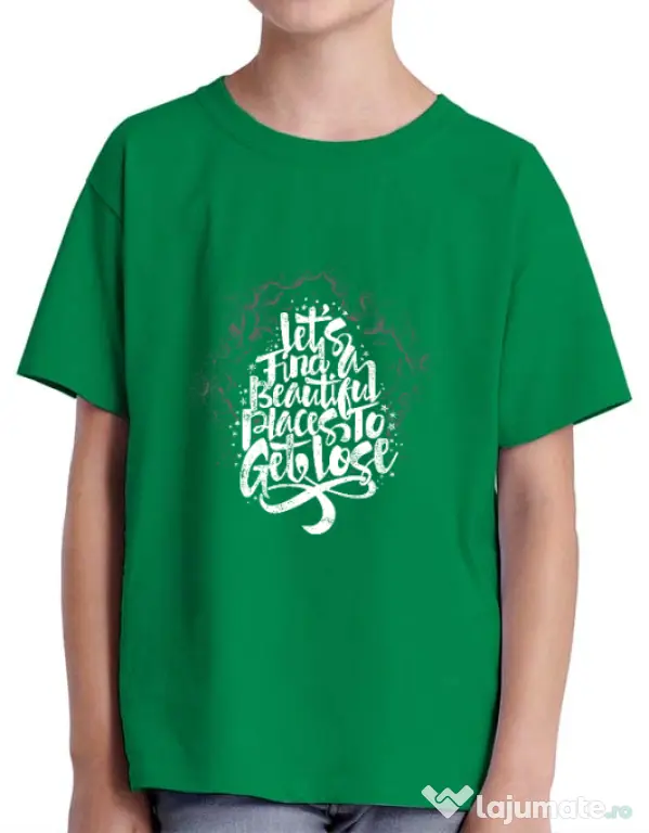 Tricou ADLER copil Let's find beautiful place to get lost Verde mediu