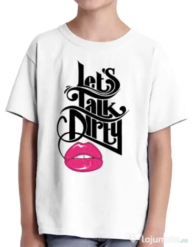 Tricou ADLER copil Lets talk dirty Alb