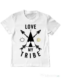 Tricou ADLER copil Love my tribe Alb