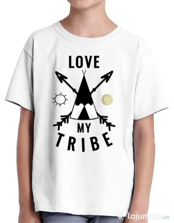 Tricou ADLER copil Love my tribe Alb
