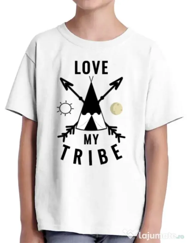 Tricou ADLER copil Love my tribe Alb