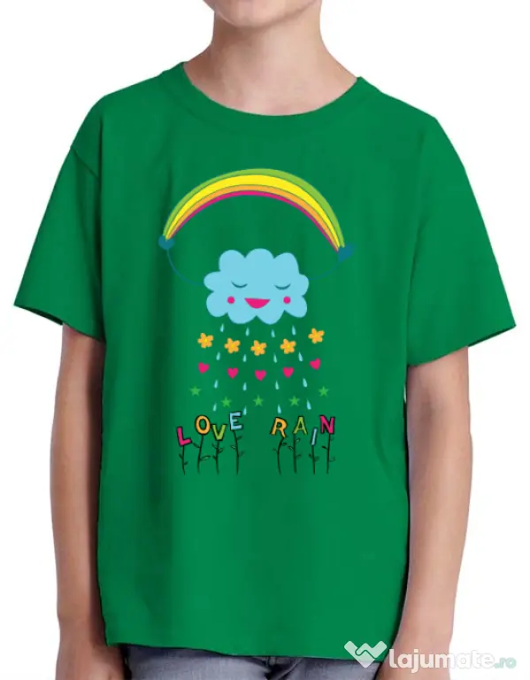 Tricou ADLER copil Love rain Verde mediu