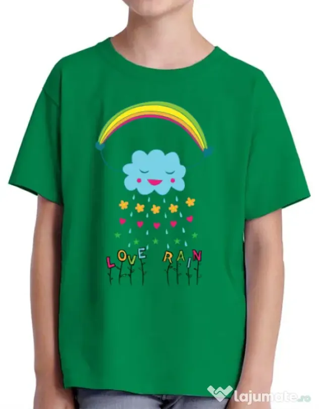 Tricou ADLER copil Love rain Verde mediu