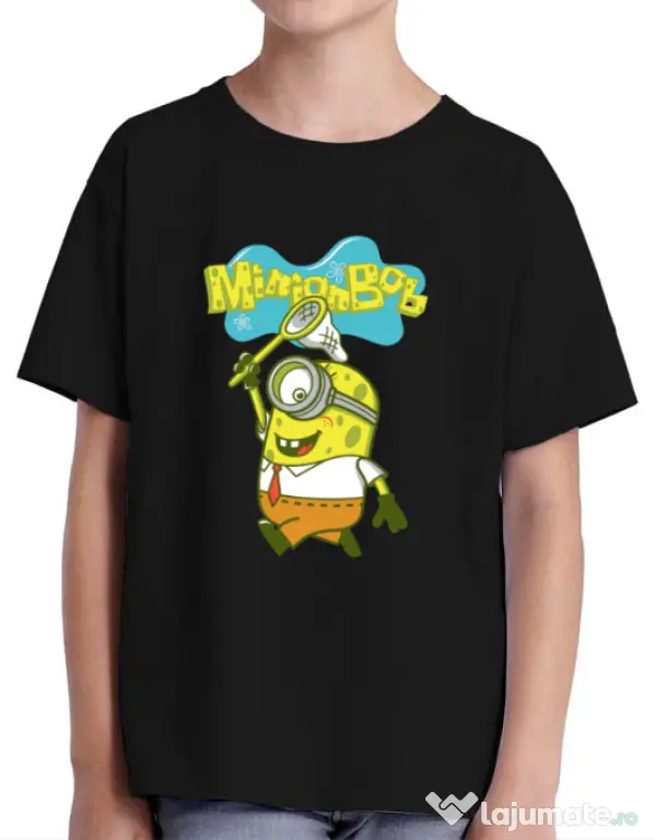 Tricou ADLER copil MinionBob Negru