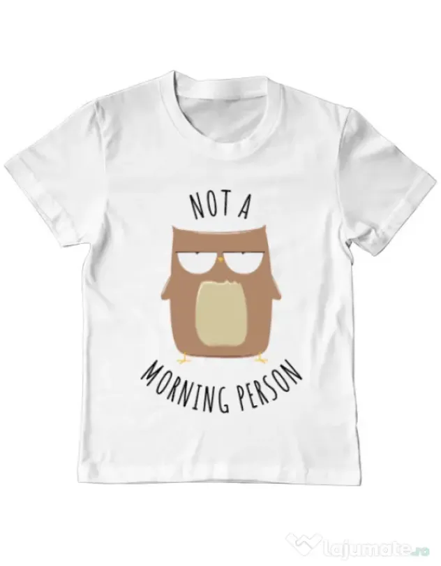 Tricou ADLER copil Morning owl Alb