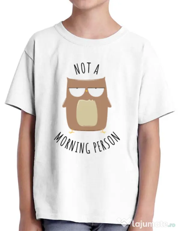 Tricou ADLER copil Morning owl Alb