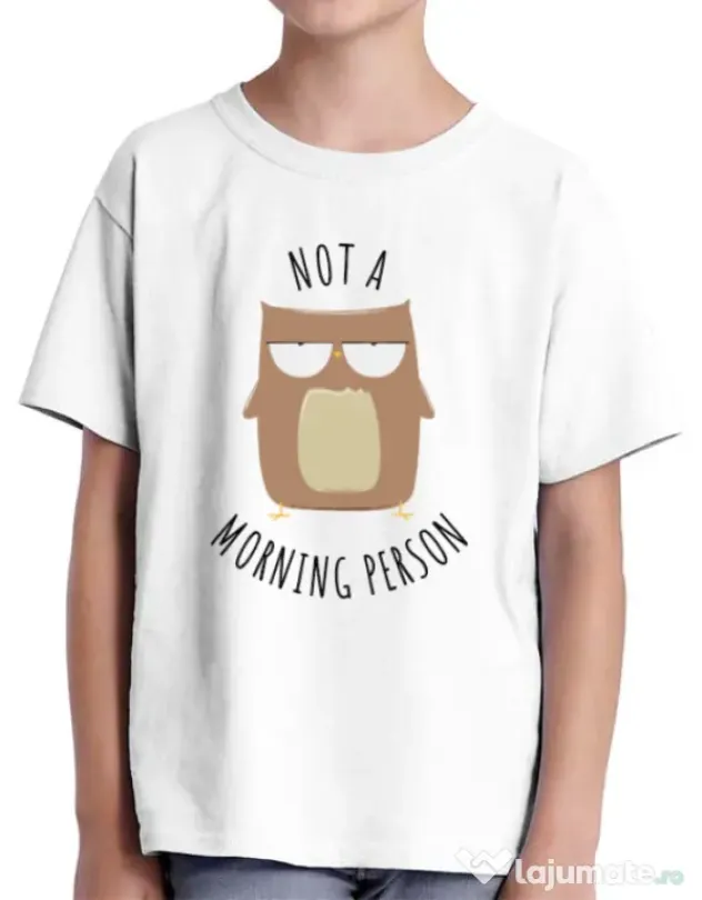 Tricou ADLER copil Morning owl Alb