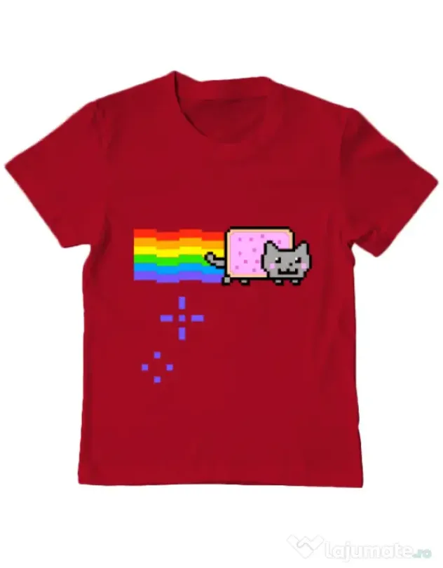 Tricou ADLER copil Nyan cat Rosu