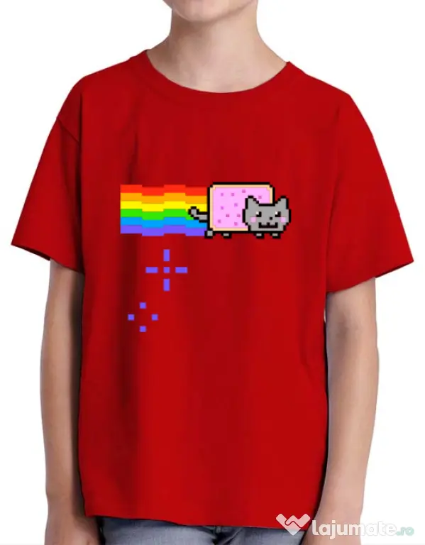Tricou ADLER copil Nyan cat Rosu