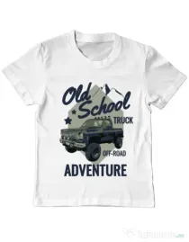 Tricou ADLER copil Off-road truck Alb