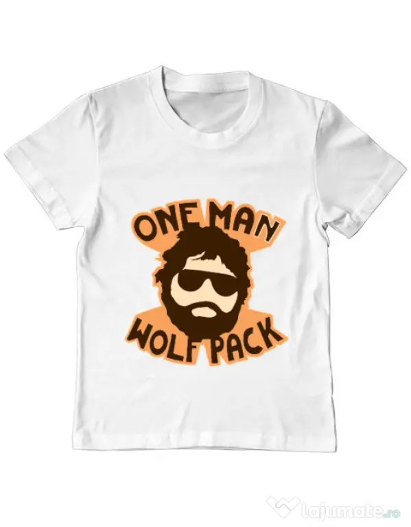 Tricou ADLER copil One man wolf pack Alb