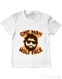 Tricou ADLER copil One man wolf pack Alb