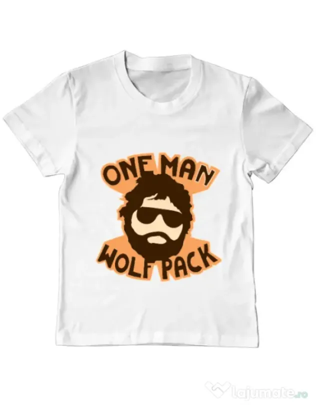 Tricou ADLER copil One man wolf pack Alb