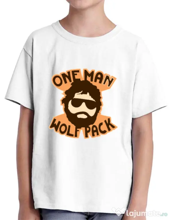 Tricou ADLER copil One man wolf pack Alb