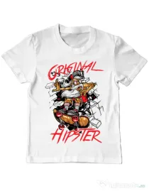 Tricou ADLER copil Original hipster Alb