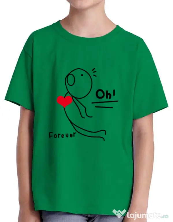 Tricou ADLER copil Our love story 2 Verde mediu