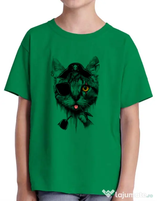 Tricou ADLER copil Piratecat Verde mediu