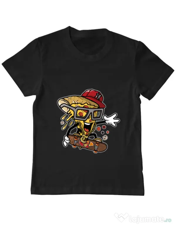 Tricou ADLER copil Pizza Skater Negru