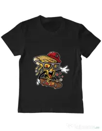 Tricou ADLER copil Pizza Skater Negru