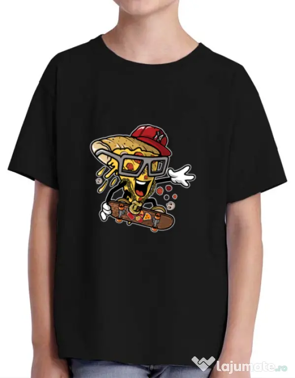 Tricou ADLER copil Pizza Skater Negru