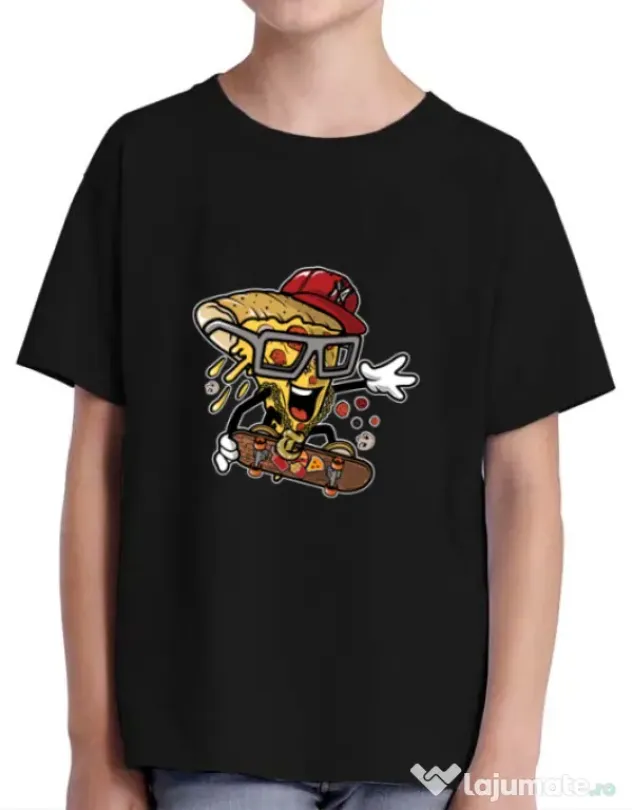 Tricou ADLER copil Pizza Skater Negru