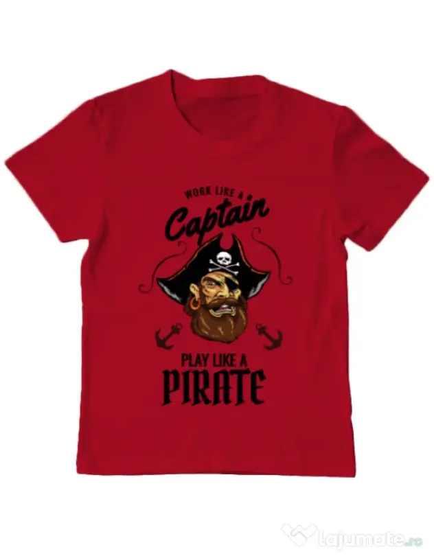 Tricou ADLER copil Play like a pirate Rosu