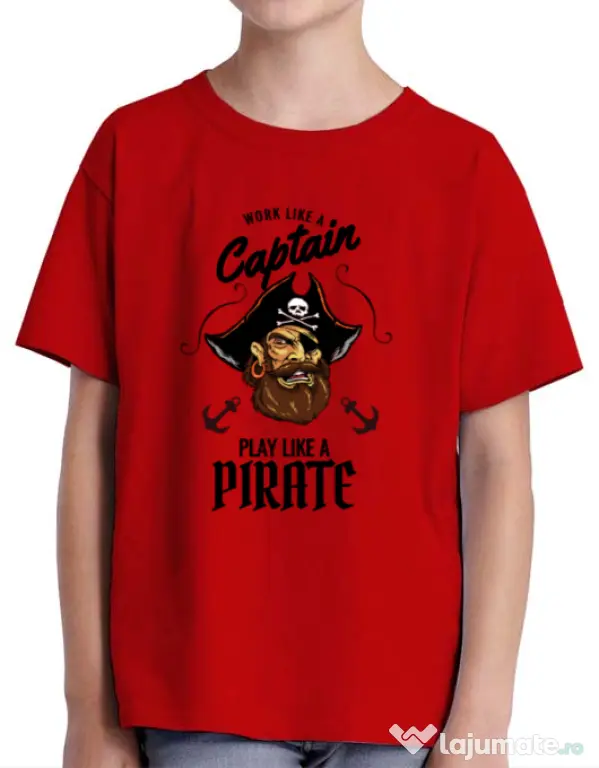 Tricou ADLER copil Play like a pirate Rosu